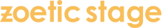 Logo of Zodiac Stage featuring stylized text and celestial elements, representing the theme of astrology and performance.